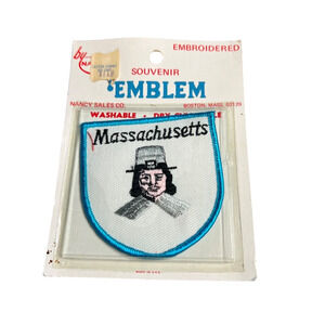 Nanco Vintage MASSACHUSETTS Pilgrim Travel Souvenir Embroidered Patch